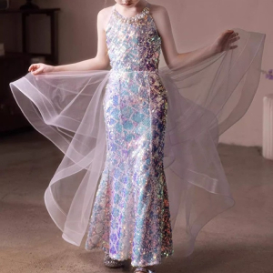 Sparkling sleeveless evening dress baby girls maxiskirt