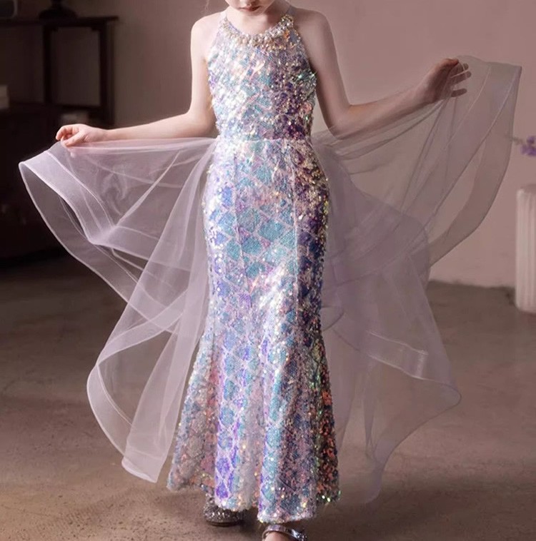 Sparkling sleeveless evening dress baby girls maxiskirt