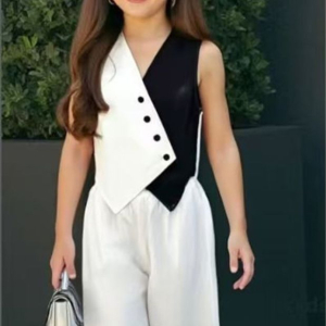 Sleeveless vest with Wide-leg pants suit child girls