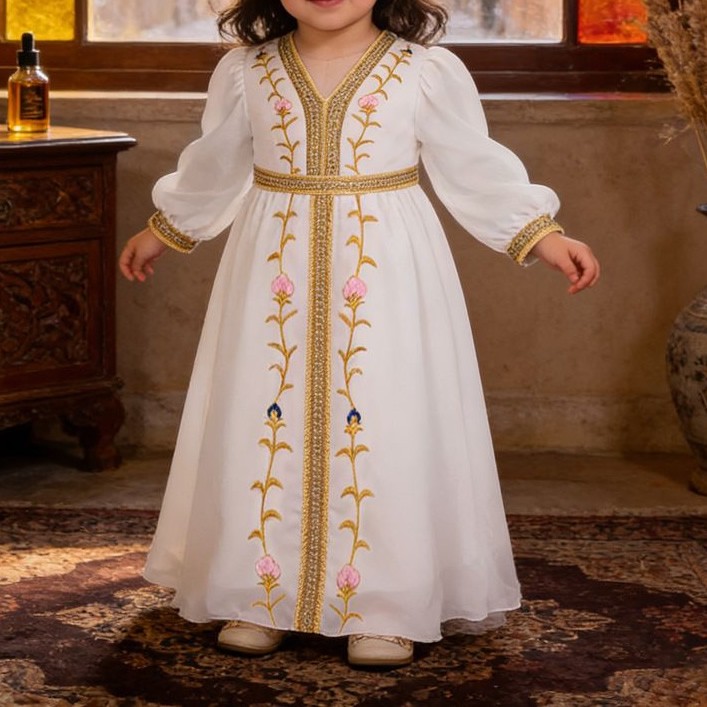 Embroidered dress V-neck ball gown infant girls