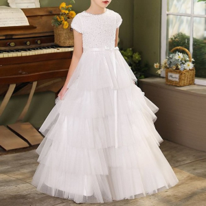 Concise layered puffed chiffon princess dress