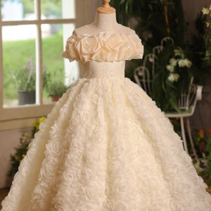 Childrens birthday party lace dreamy flower puffy dress