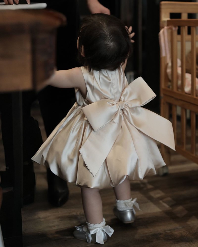Infant satin Bubble medium length dress